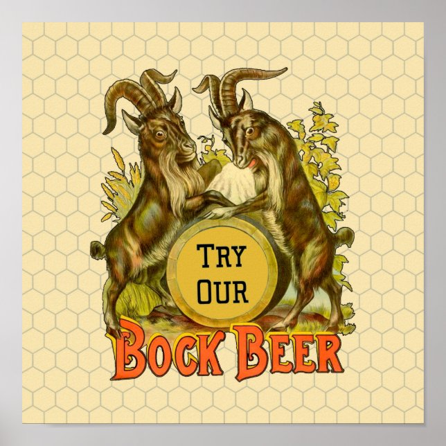 Poster Cartaz de Cerveja Bock Vintage: Antigo Salão de Bo (Frente)