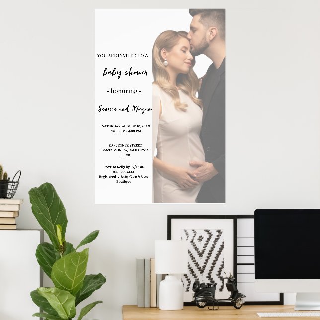 Poster Cartaz de Chá de Bebê com Foto Simples Moderna (Escritório em casa)