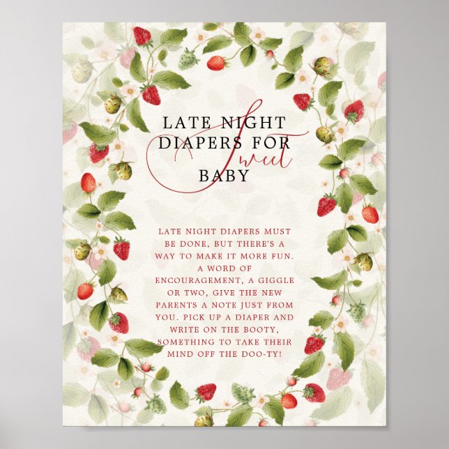 POSTER CARTAZ DE CHÁ DE BEBÊ DE MORANGO SELVAGEM (Frente)