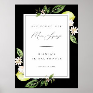 Poster Cartaz de Chá de Noiva Botanical Lemons Main Squee