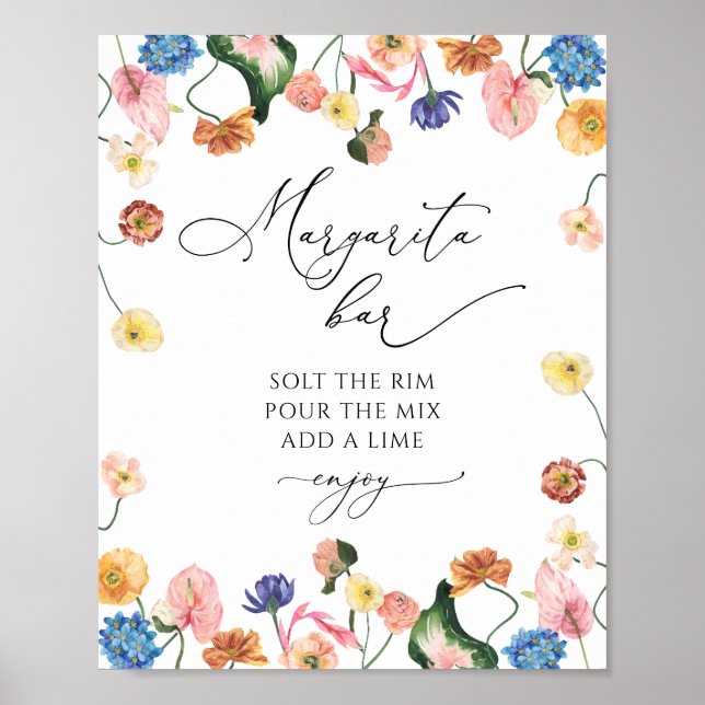 Poster cartaz de chá de panela floral com margarita (Frente)
