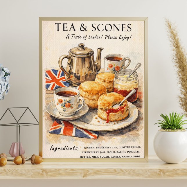 Poster Cartaz de Chá e Scones | Arte do Chá Inglês (Criador carregado)