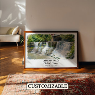 Poster Cartaz de Chagrin Falls Ohio, Aquarela, Personaliz