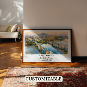Poster Cartaz de Chattanooga Tennessee, Aquarela, Persona