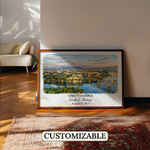 Poster Cartaz de Chattanooga Tennessee, Aquarela, Persona