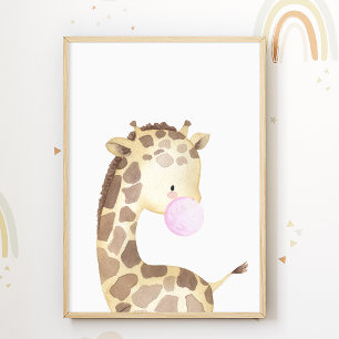 Poster Cartaz de Chiclete de Girafa Doces Sala de Criança