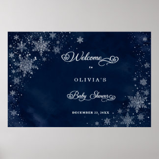 Poster Cartaz de Chuveirinho de Bebê Flocos de Neve da Me