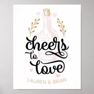 Poster Cartaz de Chuveiro de Noiva Cheers to Love