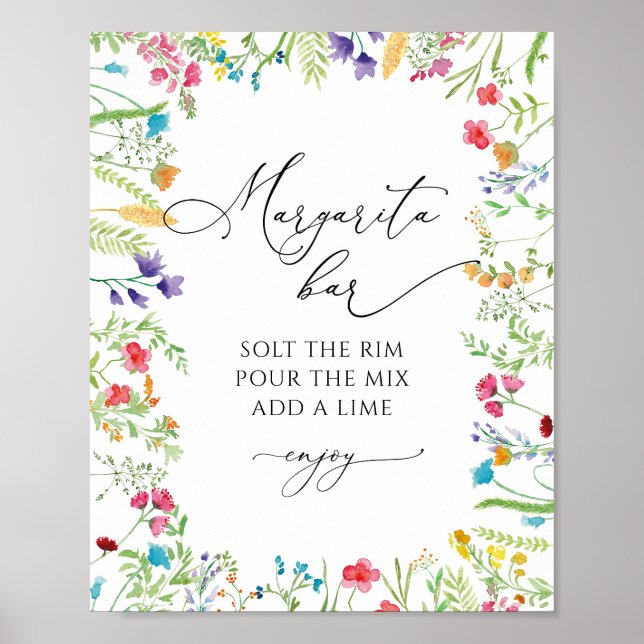 Poster Cartaz de Chuveiro de Noiva Flor Silvestre Bar Mar (Frente)