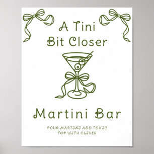 Poster Cartaz de chuveiro de noiva Martini Bow Martini ba