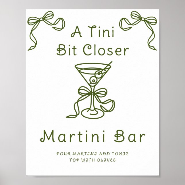 Poster Cartaz de chuveiro de noiva Martini Bow Martini ba (Frente)