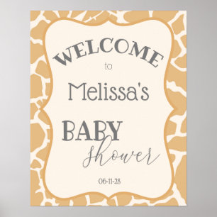 Poster Cartaz de Chuvinha de Bebê Menino Girafa Bege