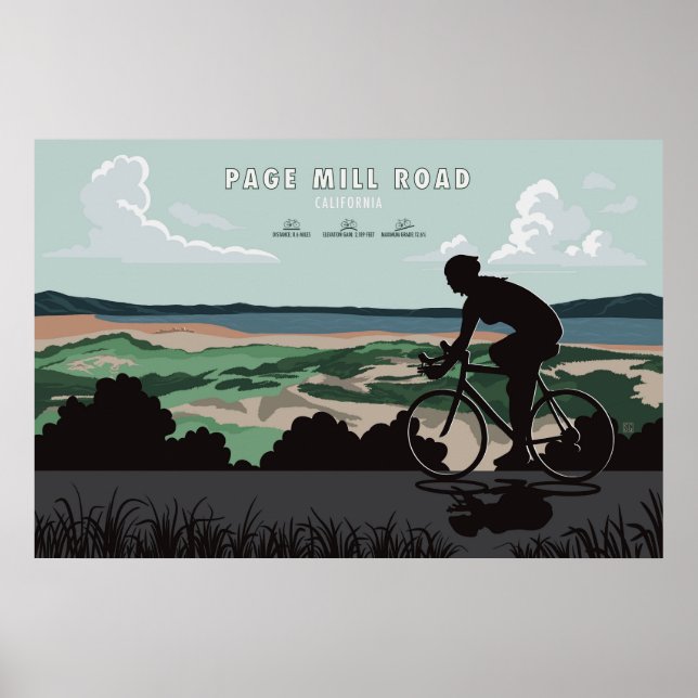 Poster Cartaz de Ciclismo da Page Mill Road (Frente)