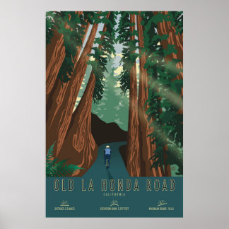 Poster Cartaz de Cicloturismo da Estrada Old La Honda