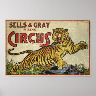 Pôster Cartaz de Circo Antigo - cerca de 1930 - desgastad