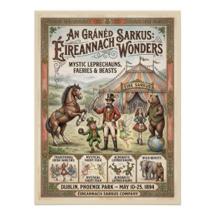 Pôster Cartaz de Circo Irlandês Antigo - Leprechauns Míst