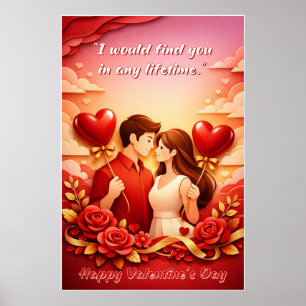 Poster Cartaz de Citação de Amor do Dia dos Namorados
