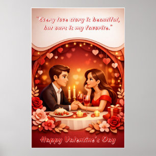 Poster Cartaz de Citação de Amor do Dia dos Namorados
