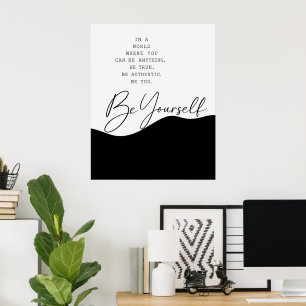 Poster Cartaz de Citação de Autenticidade Preto e Branco