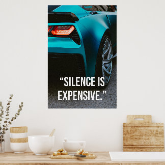 Poster Cartaz de Citação de Carro de Luxo Silêncio é Caro