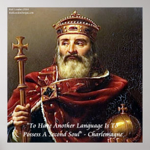 Poster Cartaz de Citação de Charlemagne e Idiomas