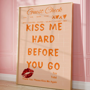 Poster Cartaz de Citação de Cheque de Hóspede Retro