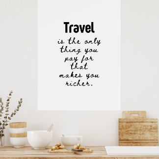 Poster Cartaz de Citação de Viagem Inspirador Minimalista