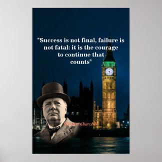 Poster Cartaz de Citação de Winston Churchill sobre Corag