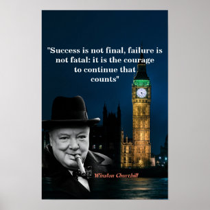 Poster Cartaz de Citação de Winston Churchill sobre Corag