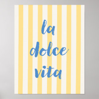 Poster Cartaz de Citação Italiano La Dolce Vita, Listras 