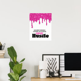 Poster Cartaz de Citação Motivacional de Brilho Cor-de-Ro