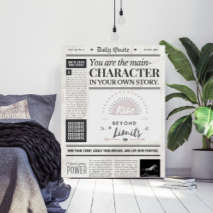 Poster Cartaz de Citação Motivacional em Estilo de Jornal