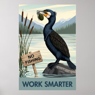 Poster Cartaz de citação motivacional engraçado 'Trabalhe