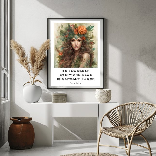Poster Cartaz de Citação Motivacional Seja Você Mesmo (Be Yourself Motivational Quote Poster)