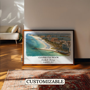 Poster Cartaz de Clearwater Beach Flórida, Aquarela