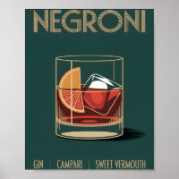 Cartaz de Cocktail Negroni Vintage para Bar em Cas