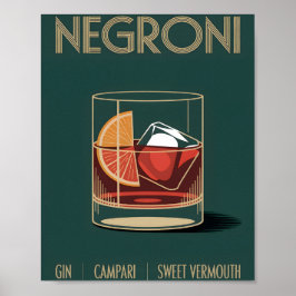 Poster Cartaz de Cocktail Negroni Vintage para Bar em Cas