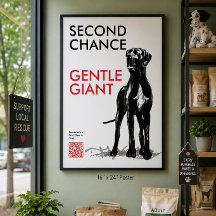 Cartaz de Código QR de Resgate do Great Dane