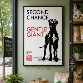 Poster Cartaz de Código QR de Resgate do Great Dane