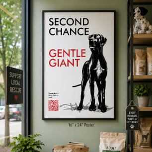 Poster Cartaz de Código QR de Resgate do Great Dane