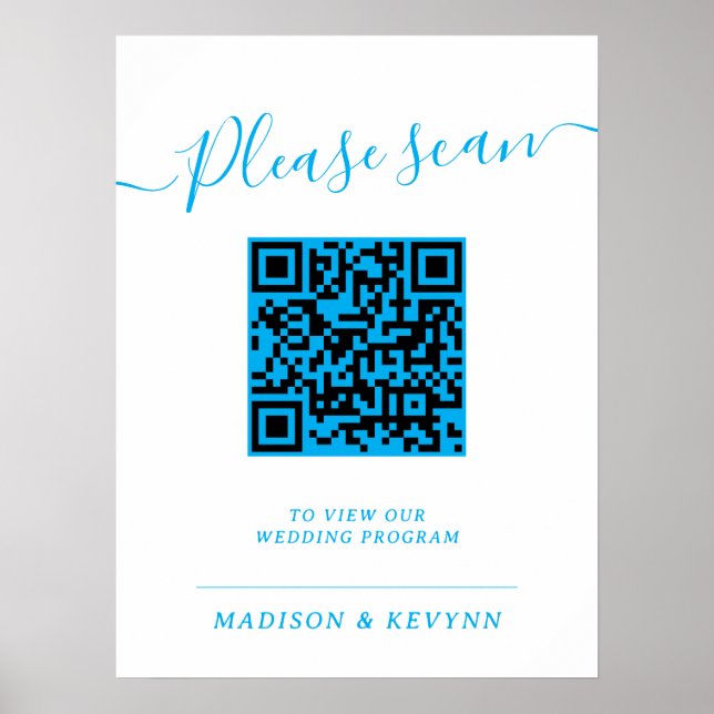 Poster Cartaz de Código QR do Programa de Casamento (Frente)