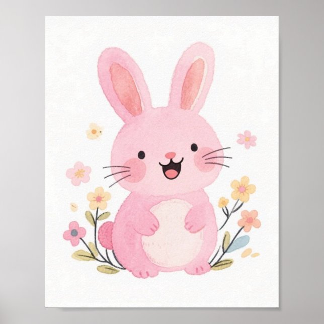 Poster Cartaz de Coelho Rosa (Frente)