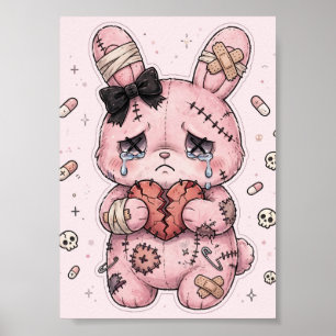 Poster Cartaz de Coelho Triste Yami Kawaii Arte de Parede