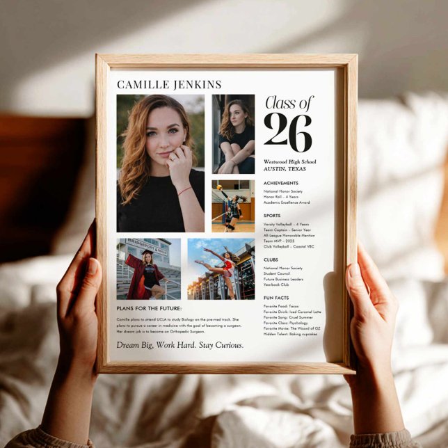 Poster Cartaz de Colagem de Fotos da Turma de 2026 Memóri (Class of 2026 Graduation Photo Collage Poster)