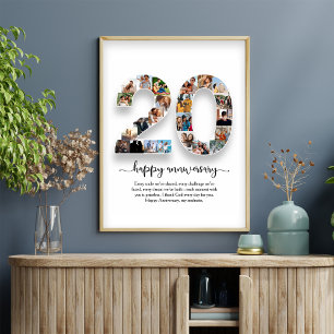 Poster Cartaz de Colagem de Fotos de 20º Aniversário
