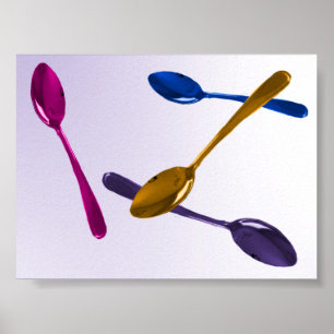 Poster Cartaz de Colheres Coloridas Culinárias