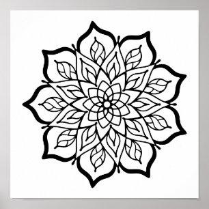 Poster Cartaz de Colorir Mandala – Arte de Parede de Geom