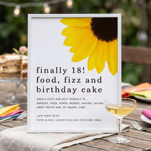 Poster Cartaz de Comida de Girassol para Festa de 18 Anos