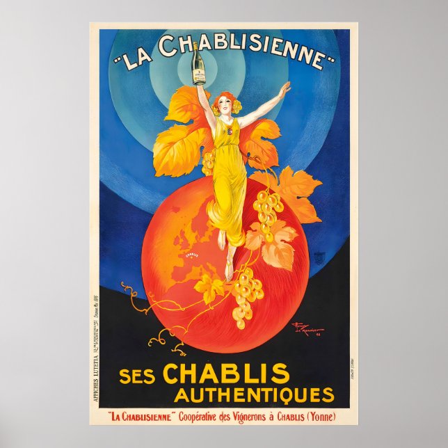 Poster Cartaz de Comida e Bebida de Chablis por Leonetto (Frente)