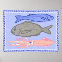 Cartaz de comida mediterrânea peixe taverna grega
